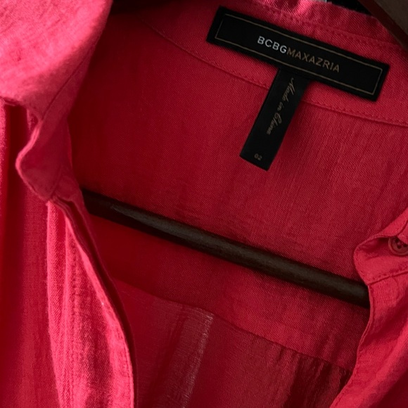 BCBG Linen Belted Shirt Dress Size 2 - Picture 4 of 6